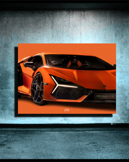 Poster NÉON Lamborghini Revuelto (LED blanche)